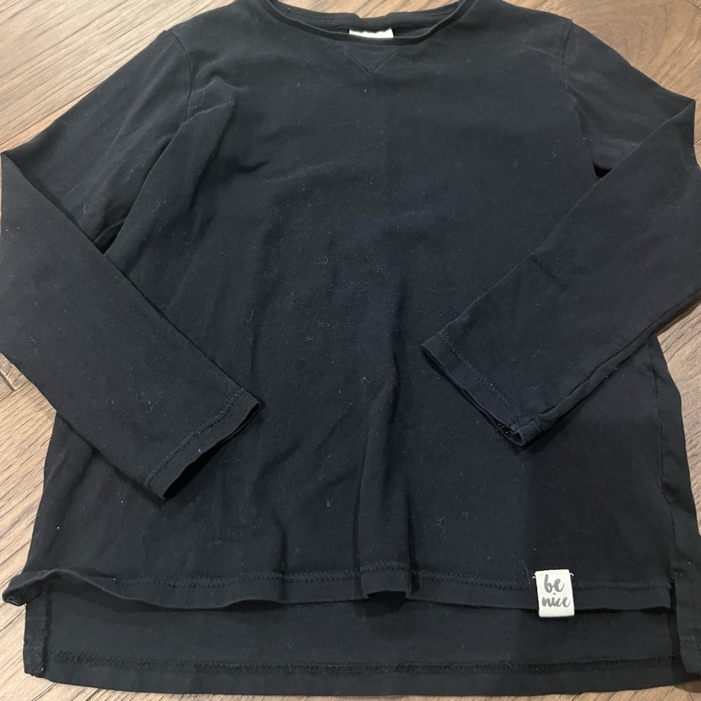 Zara Kids Basic Black Long Sleeve Shirt Girls Size 6